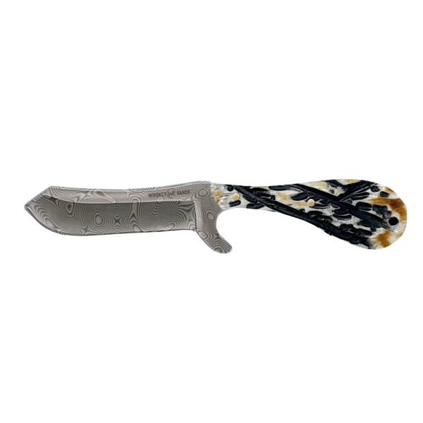 Rusted Nail Knives | Burnt Bone | Bone Damascus Bullcutter Knife