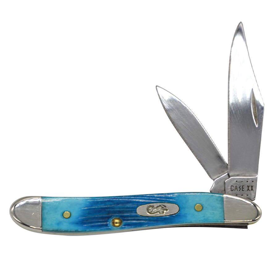 Case Knives | 25596 | Sawcut Jig Caribbean Blue Bone Peanut