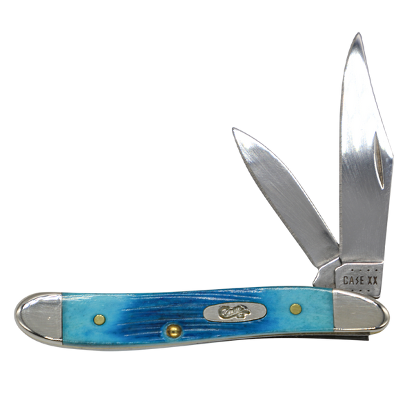 Case Knives | 25596 | Sawcut Jig Caribbean Blue Bone Peanut