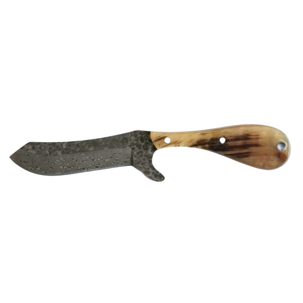Rusted Nail Knives | Ram Horn | Ram Horn Damascus Bullcutter Knife
