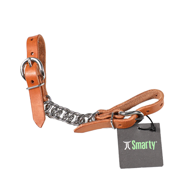 Wildfire Saddlery | 3-1/2" Curb Strap Stainless Flat Chain with 5/8" Harness Leather ends & Stainless Buckles