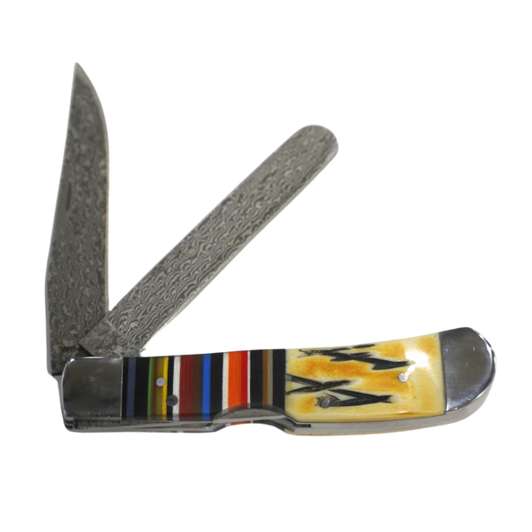 Rusted Nail Knives | Bandito | G10 Bone Damascus Trapper Bullcutter