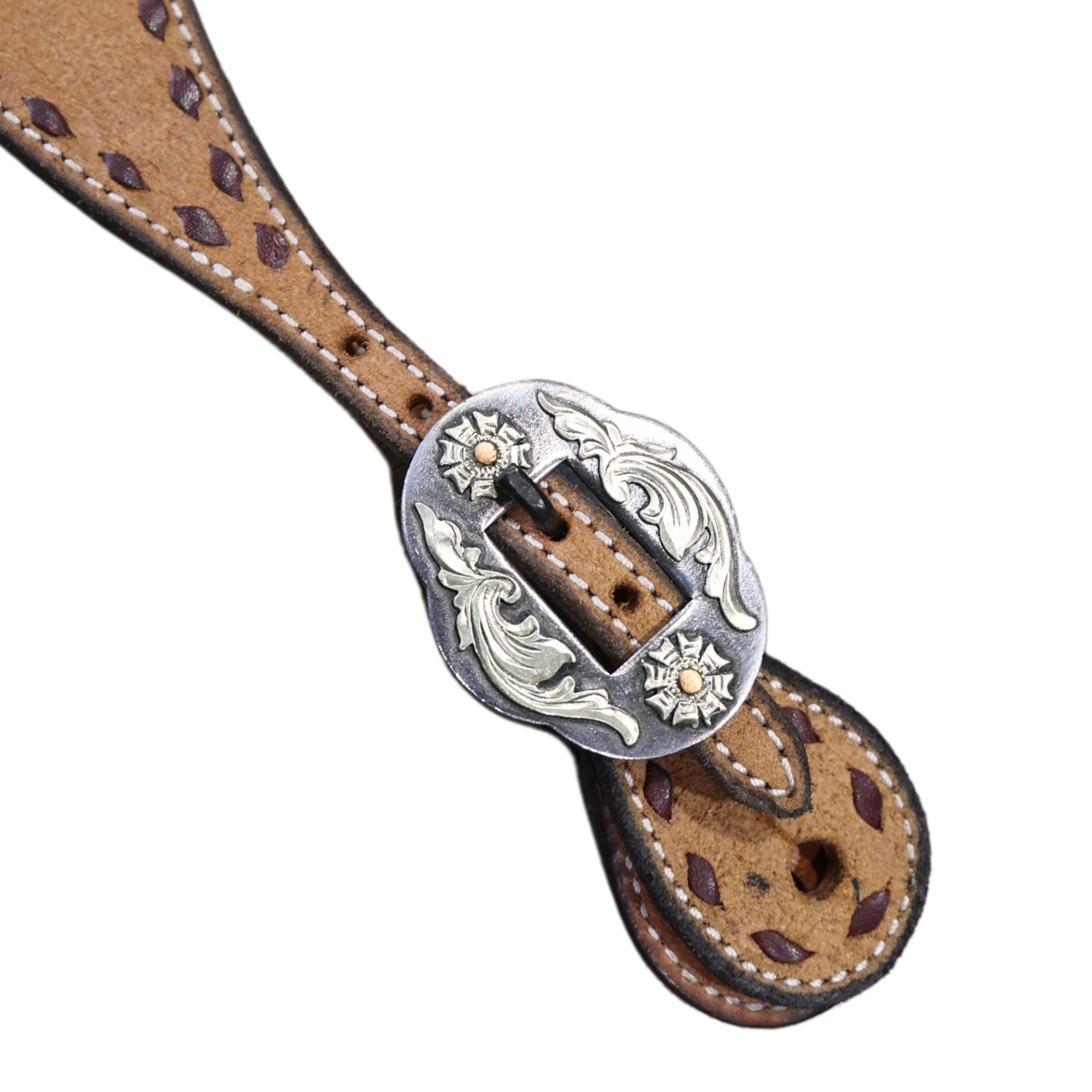 Wildfire Saddlery | Youth Spur Straps Cowboy Roughout Buckstitch with Custom Buckles