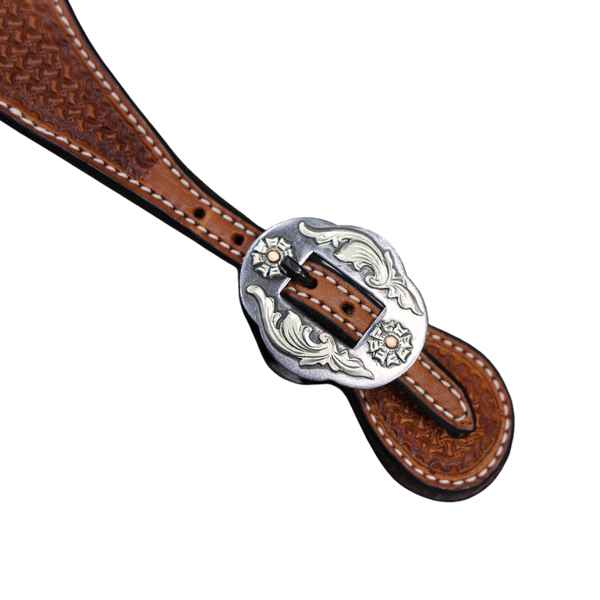 Wildfire Saddlery | Spur Straps Cowboy Mens Golden Spider Stamp with Custom Buckles