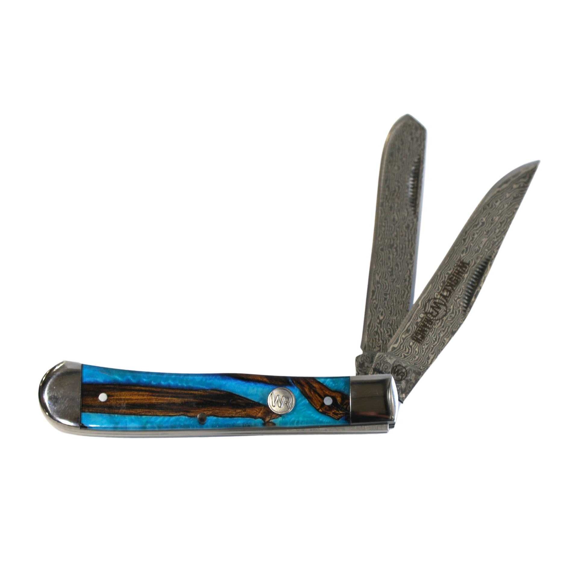 Rusted Nail Knives | Spring Branch | Acrylic Damascus Trapper