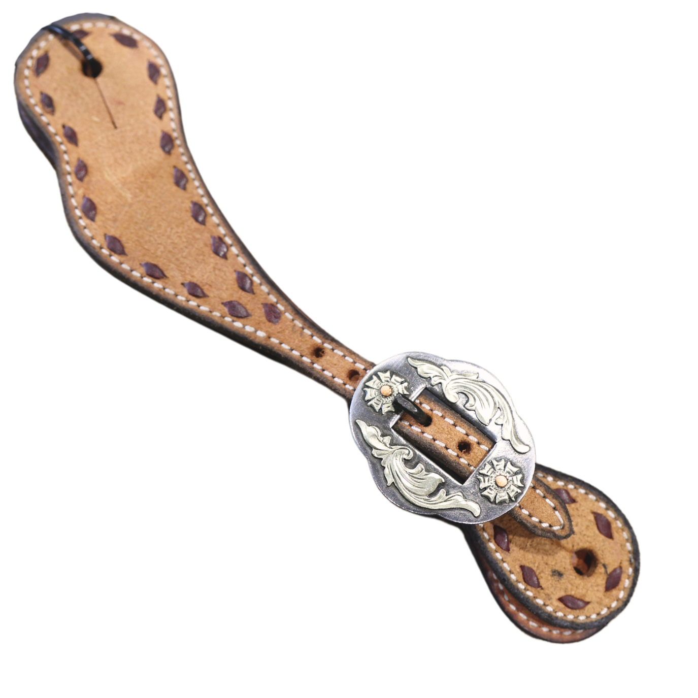 Wildfire Saddlery | Youth Spur Straps Cowboy Roughout Buckstitch with Custom Buckles