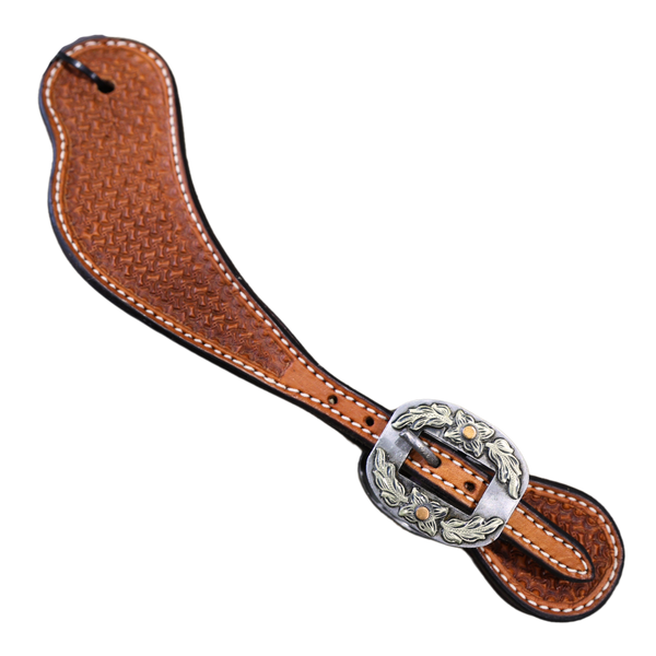 Wildfire Saddlery | Youth Spur Straps Cowboy Golden Spider Stamp with Custom Buckles