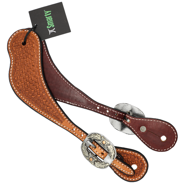 Wildfire Saddlery | Spur Straps Cowboy Mens Golden Spider Stamp with Custom Buckles