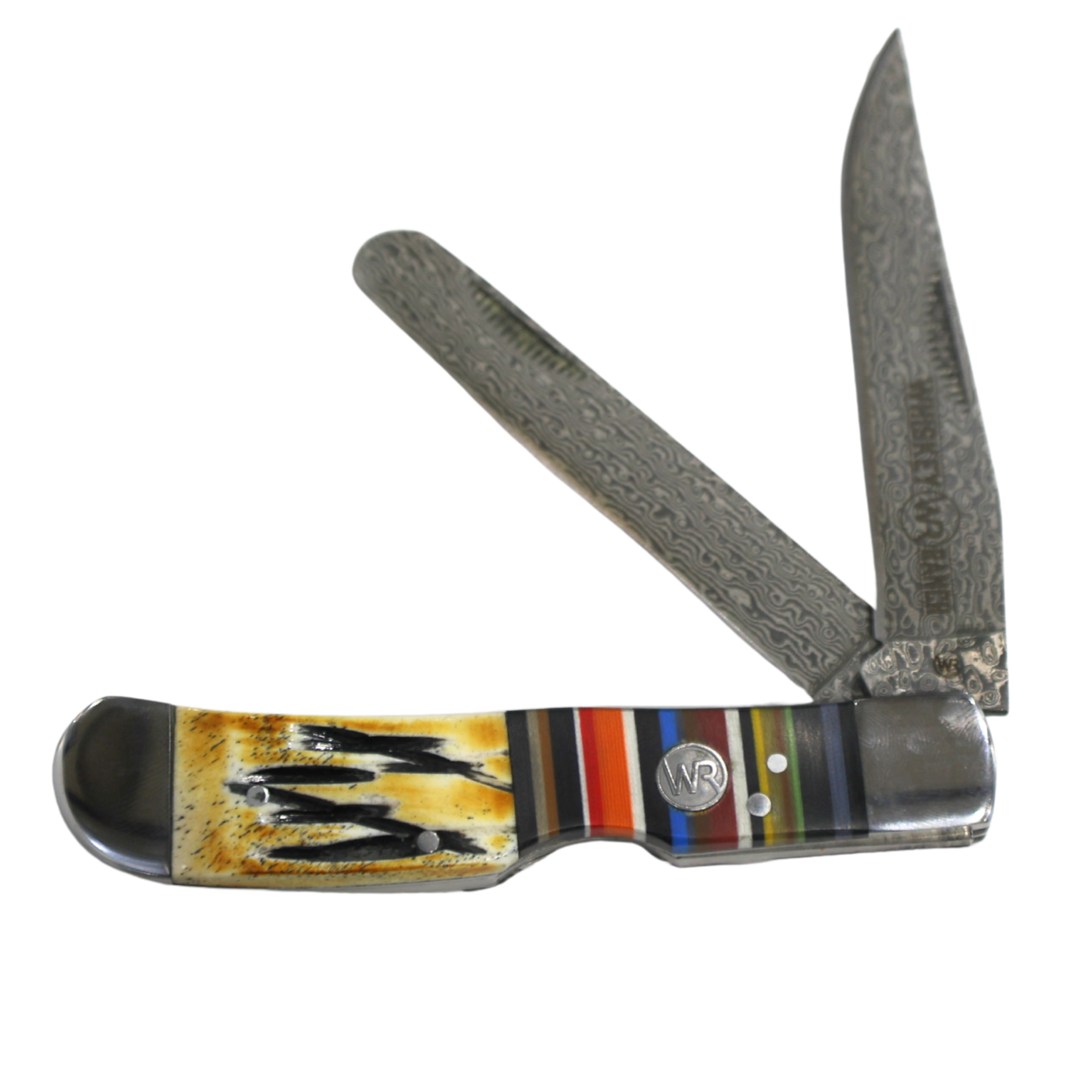 Rusted Nail Knives | Bandito | G10 Bone Damascus Trapper Bullcutter