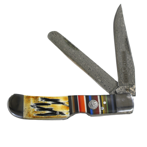 Rusted Nail Knives | Bandito | G10 Bone Damascus Trapper Bullcutter