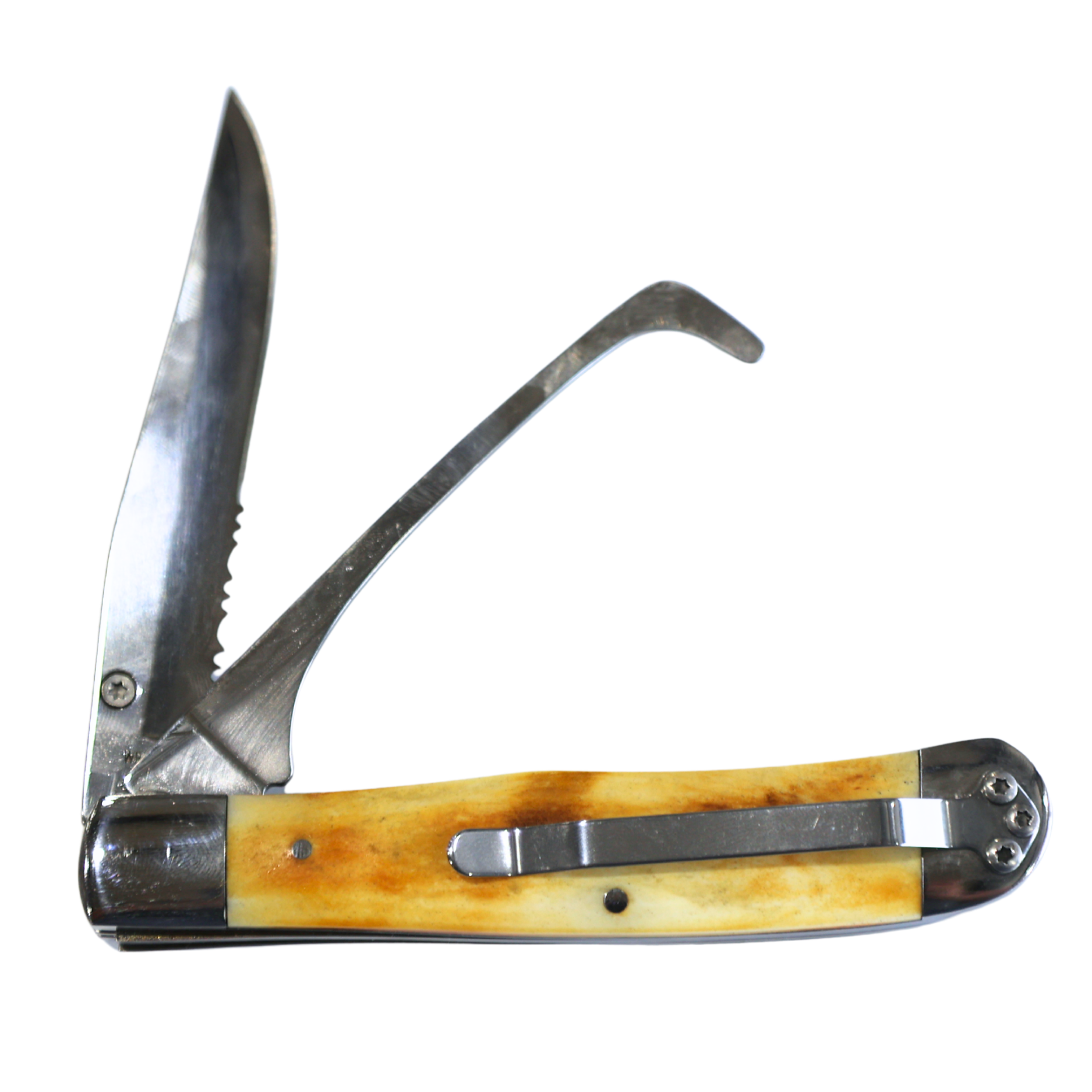 Rusted Nail Knives | Burnt Bone | Natural Bone w/ Clip | Hoofpick Knife
