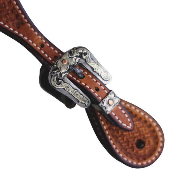 Wildfire Saddlery | Youth Spur Straps Cowboy Golden Spider Stamp with Custom Buckles