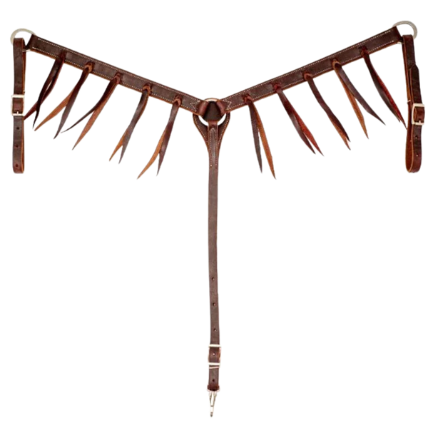 Cowboy Tack | 1 1/4" Breast Collar | Chocolate Harness Leather with Latigo Strings