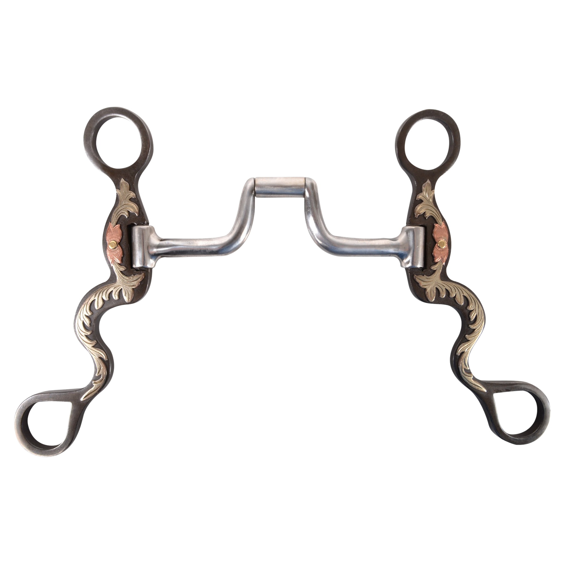 Classic Equine | Floral Scroll Tool Box Cavalry Shank Bit with Square Hinge Port