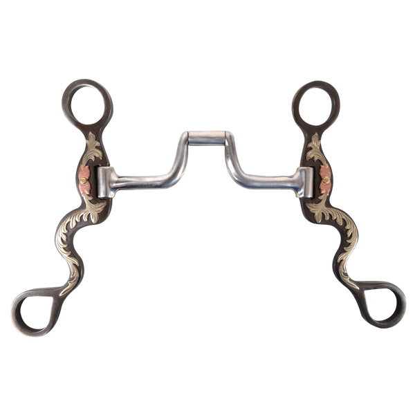 Classic Equine | Floral Scroll Tool Box Cavalry Shank Bit with Square Hinge Port