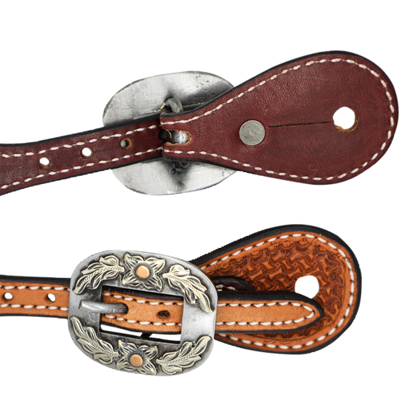 Wildfire Saddlery | Spur Straps Cowboy Mens Golden Spider Stamp with Custom Buckles