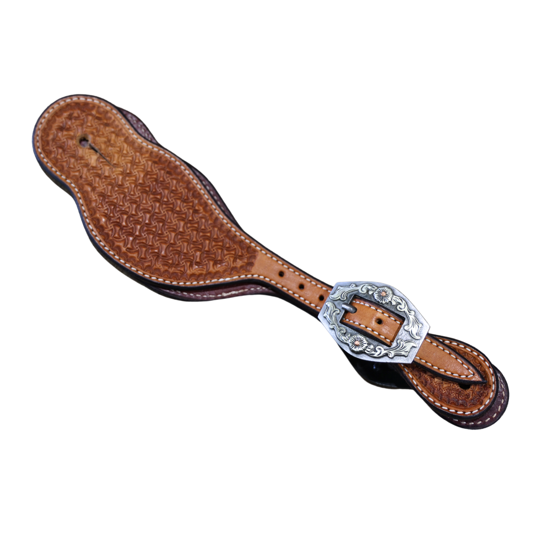 Wildfire Saddlery | Spur Straps Mens Buckaroo Golden Spider Stamp with Custom Buckles