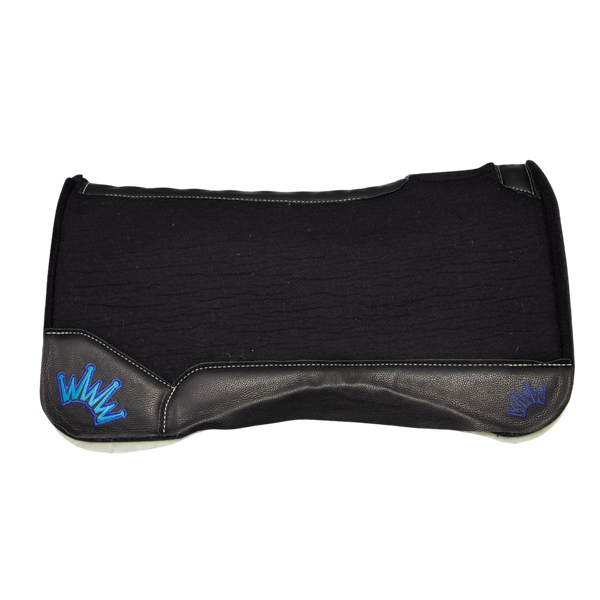 Best Ever Pads | Black Leathers w/ Blue/Turquoise Crown | 1" Black Fleece | 32"x32"