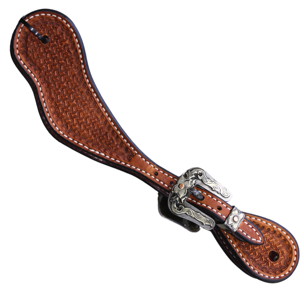 Wildfire Saddlery | Youth Spur Straps Cowboy Golden Spider Stamp with Custom Buckles