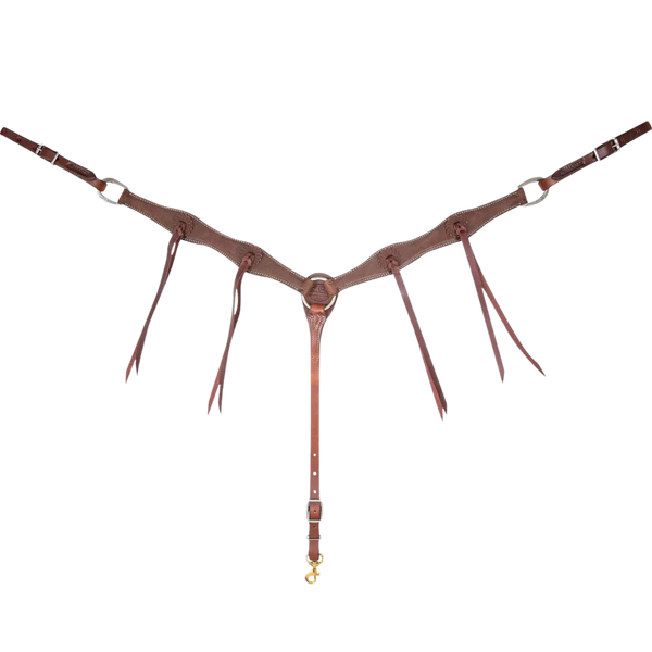 Martin Saddlery | 1.5" Breastcollar Chocolate with Rosette Strings